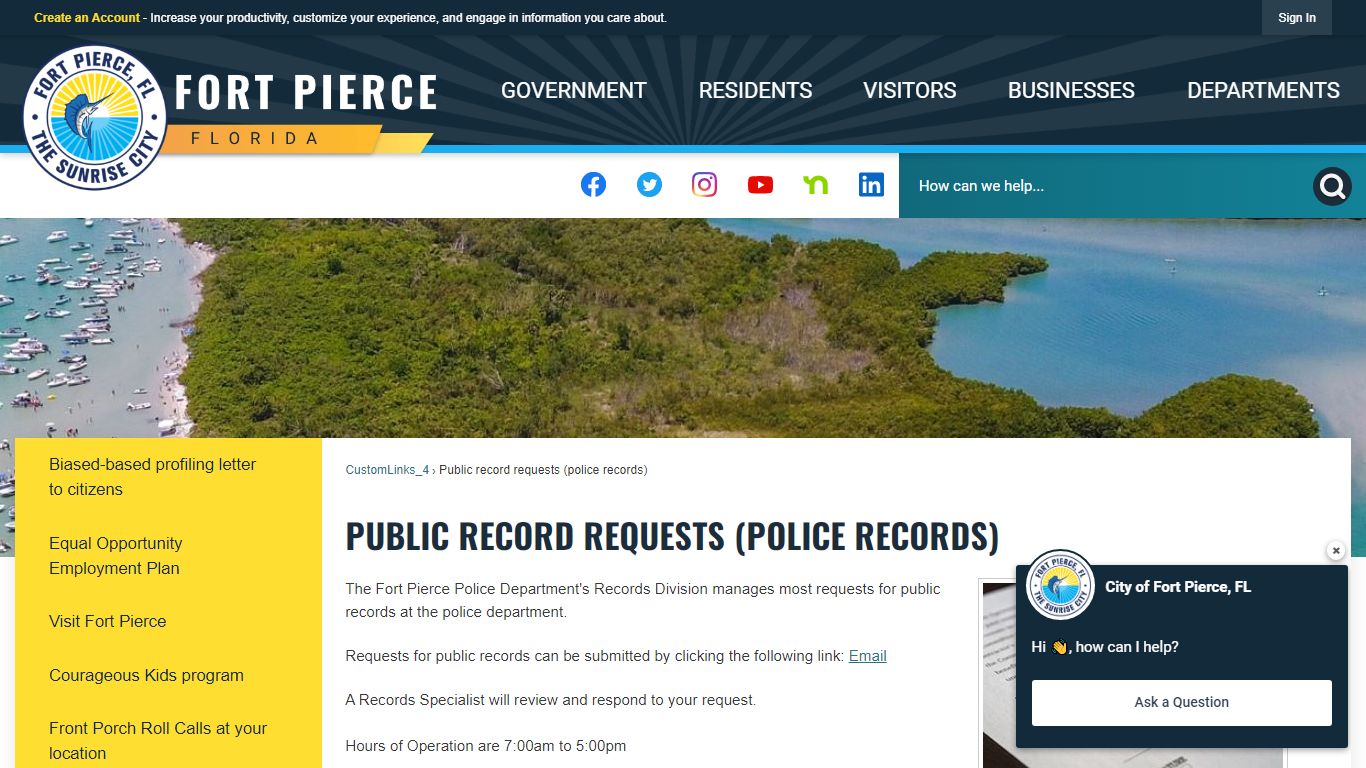 Public record requests (police records) - Fort Pierce, FL