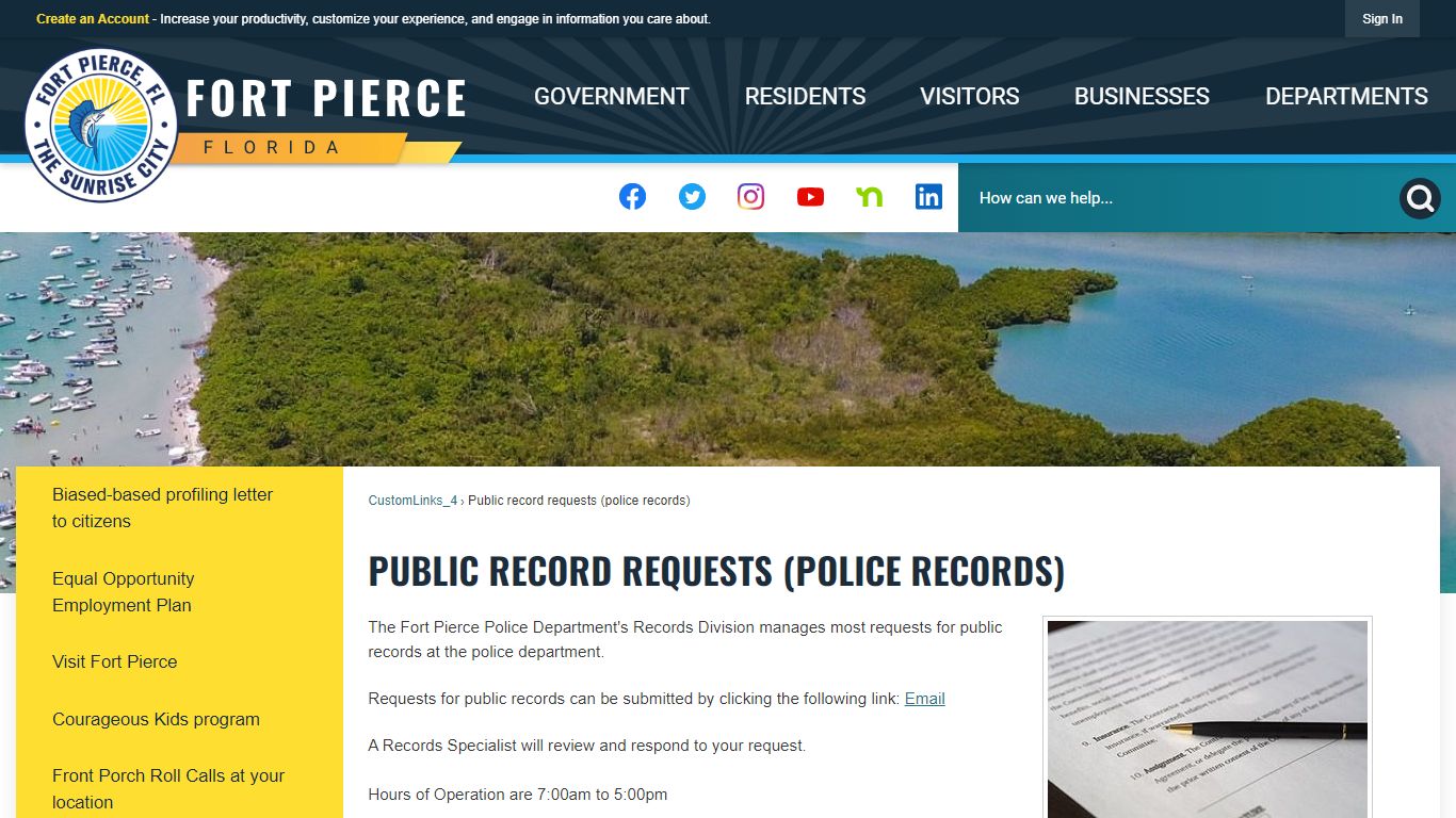 Public record requests (police records) | Fort Pierce, FL - Official ...