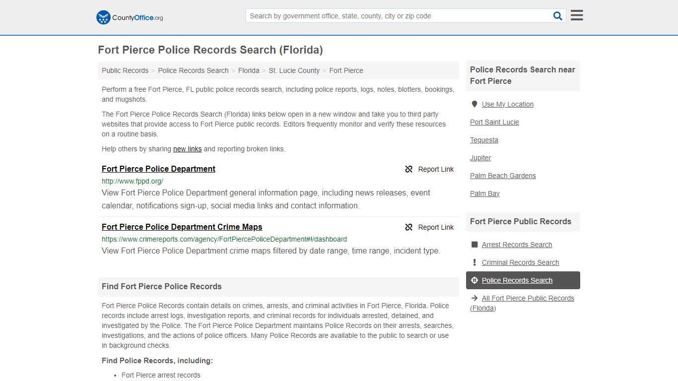 Police Records Search - Fort Pierce, FL (Accidents & Arrest Records)